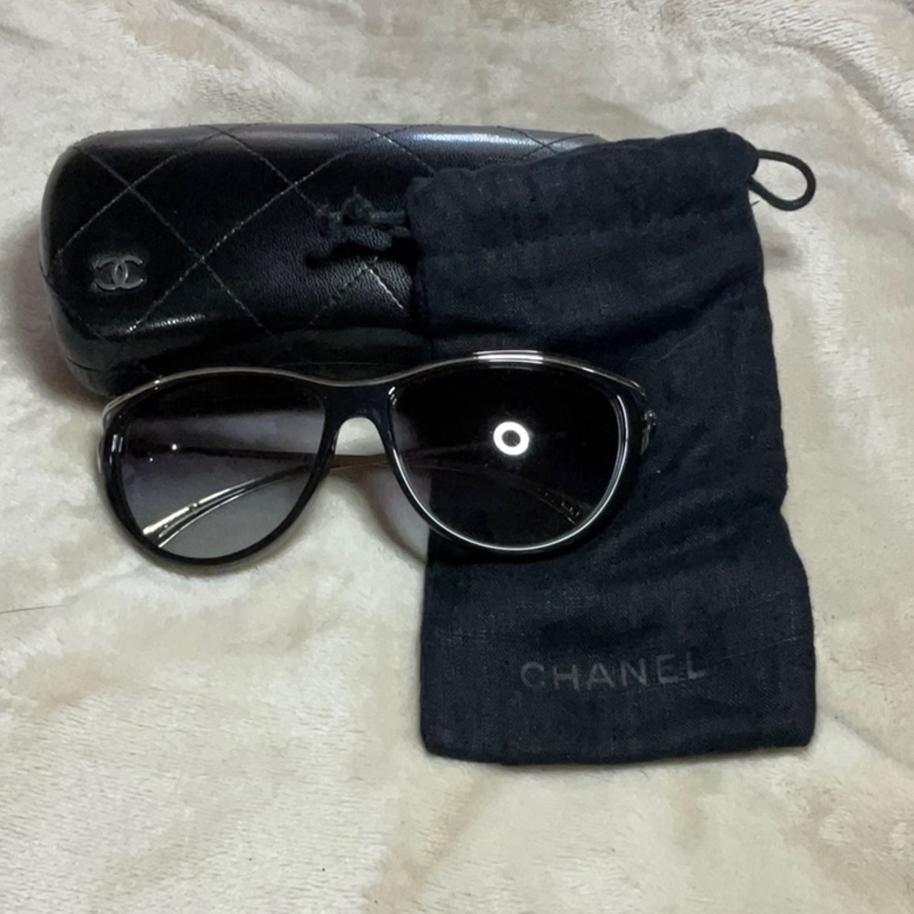 Chanel Sunglasses Black with Silver accents